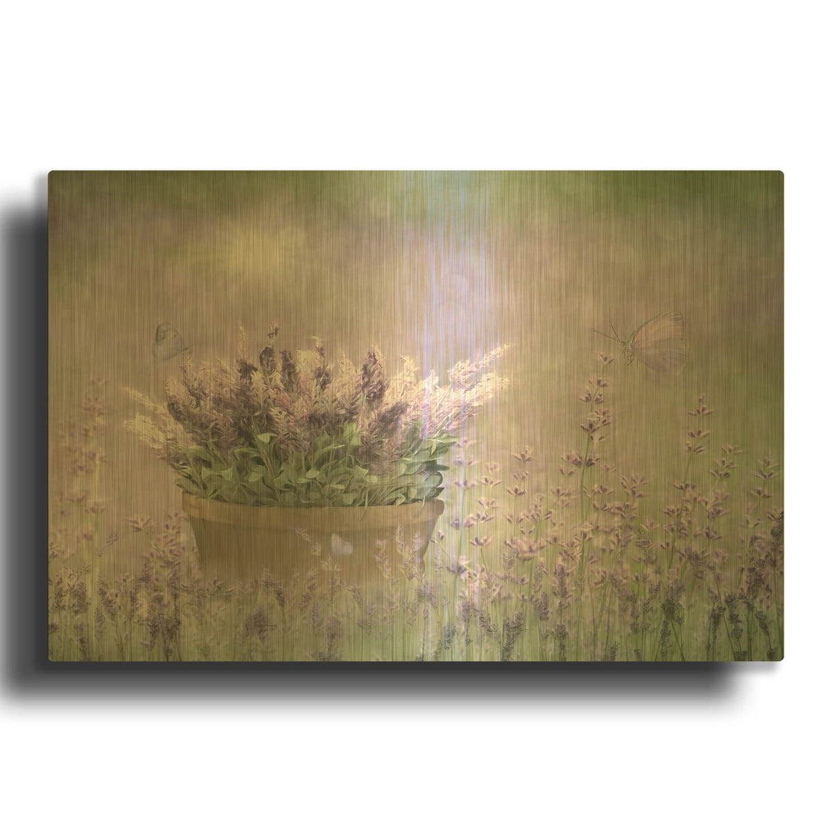 'Lavender Basket' By Lori Deiter Gold Metal Wall Art
