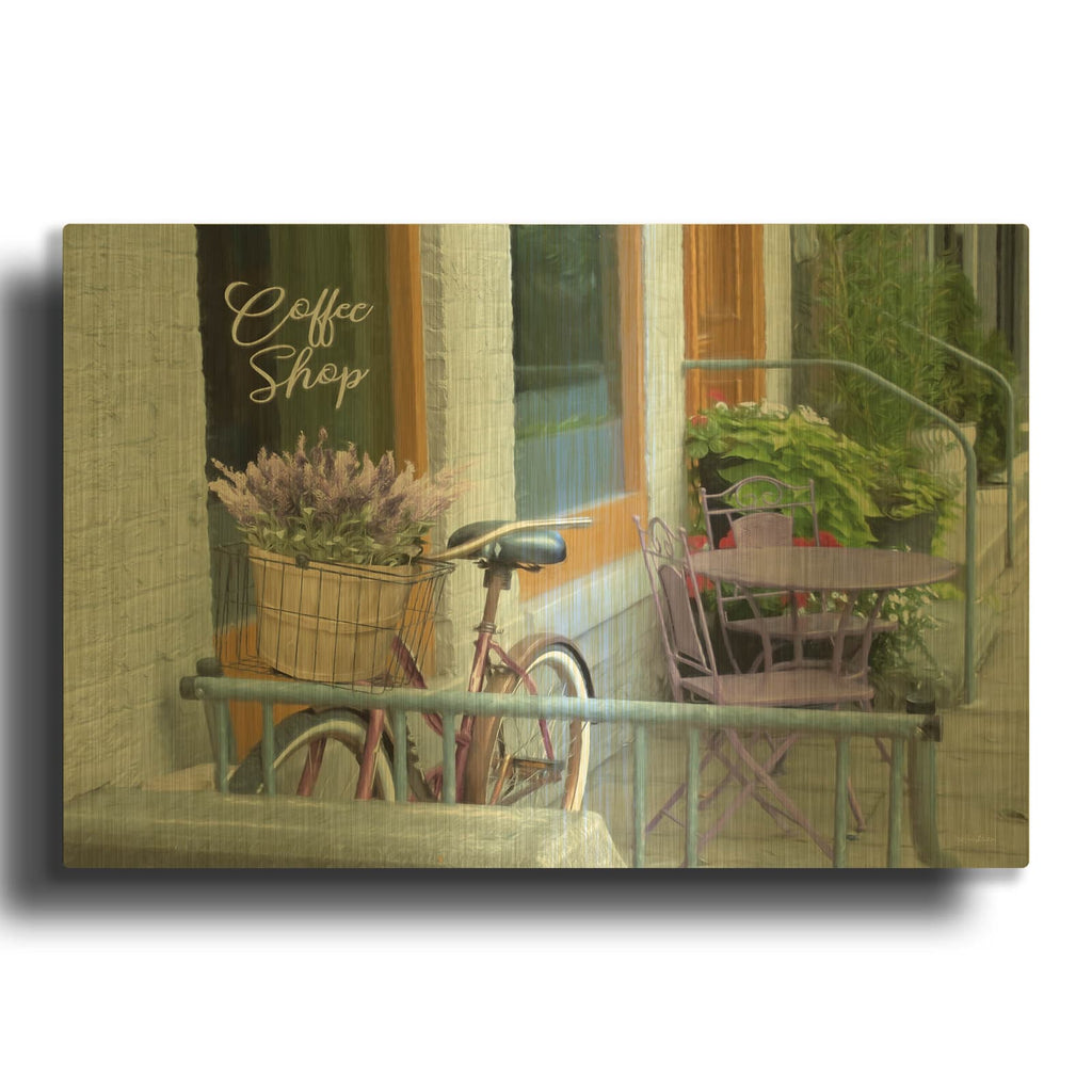 'Coffee Shop Visit' By Lori Deiter Gold Metal Wall Art