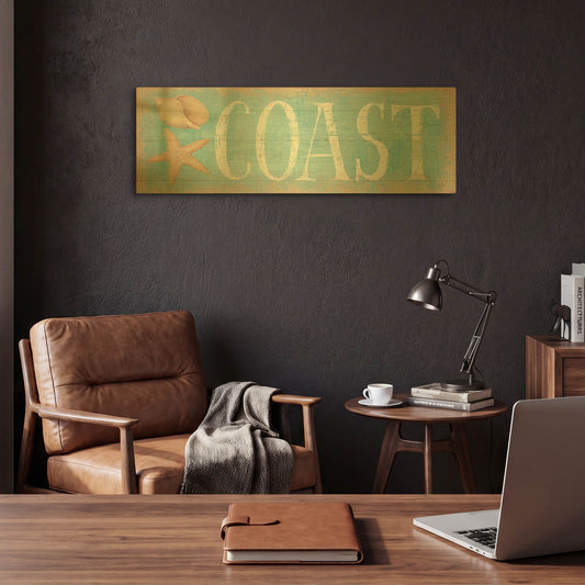 'Pastel Coast' By Daphne Brissonnet Gold Metal Wall Art