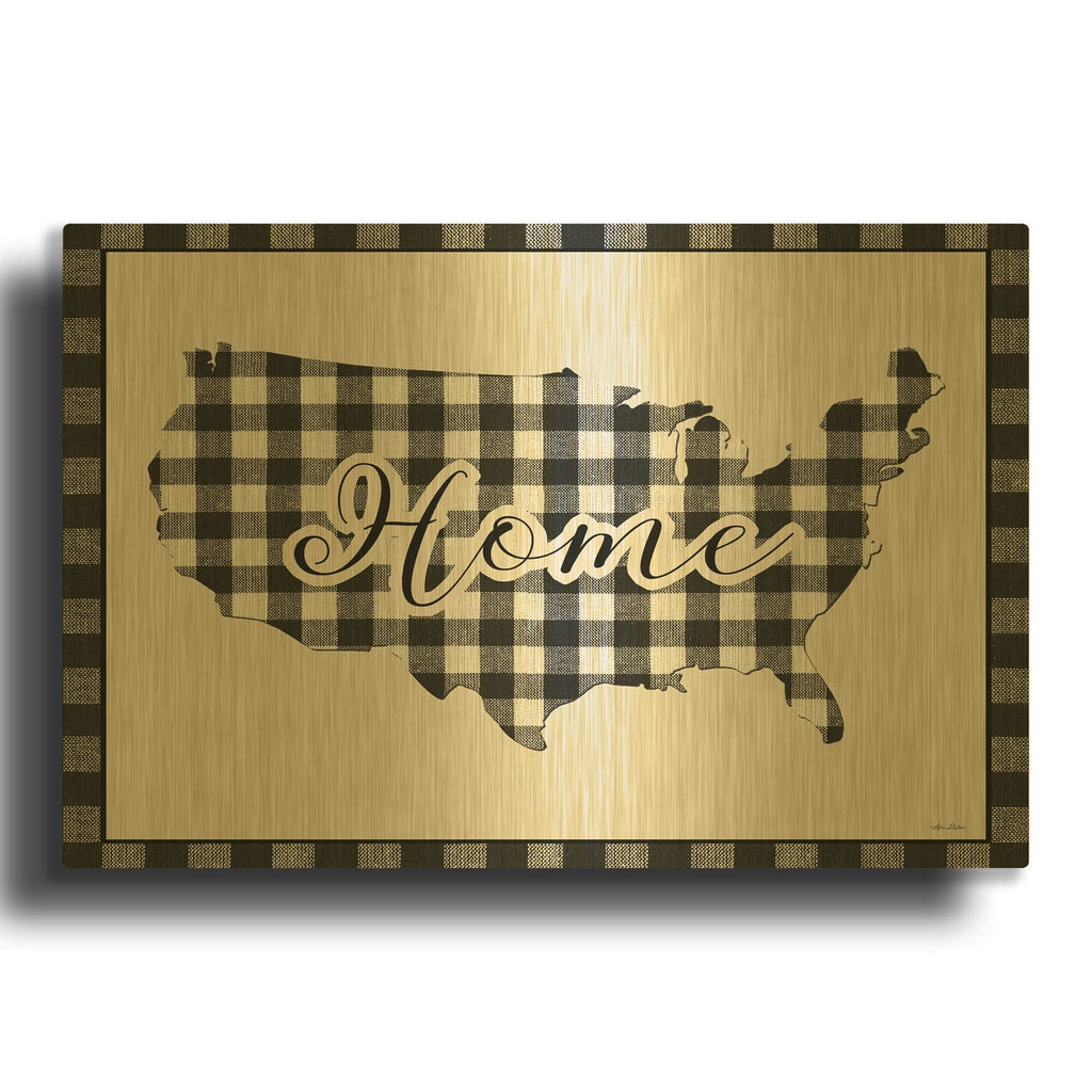 'USA Home Plaid' By Lori Deiter Gold Metal Wall Art