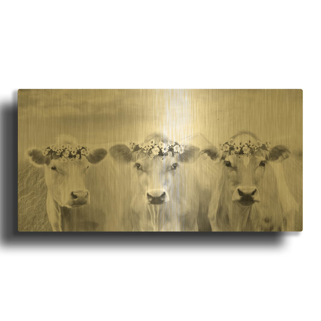 'The Flower Girls' By Lori Deiter Gold Metal Wall Art
