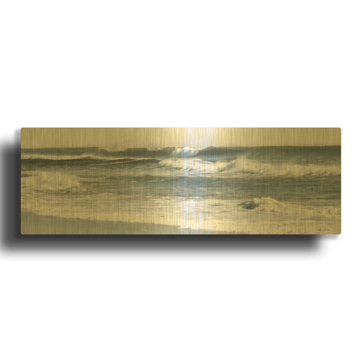 'Ocean Panorama' By Lori Deiter Gold Metal Wall Art
