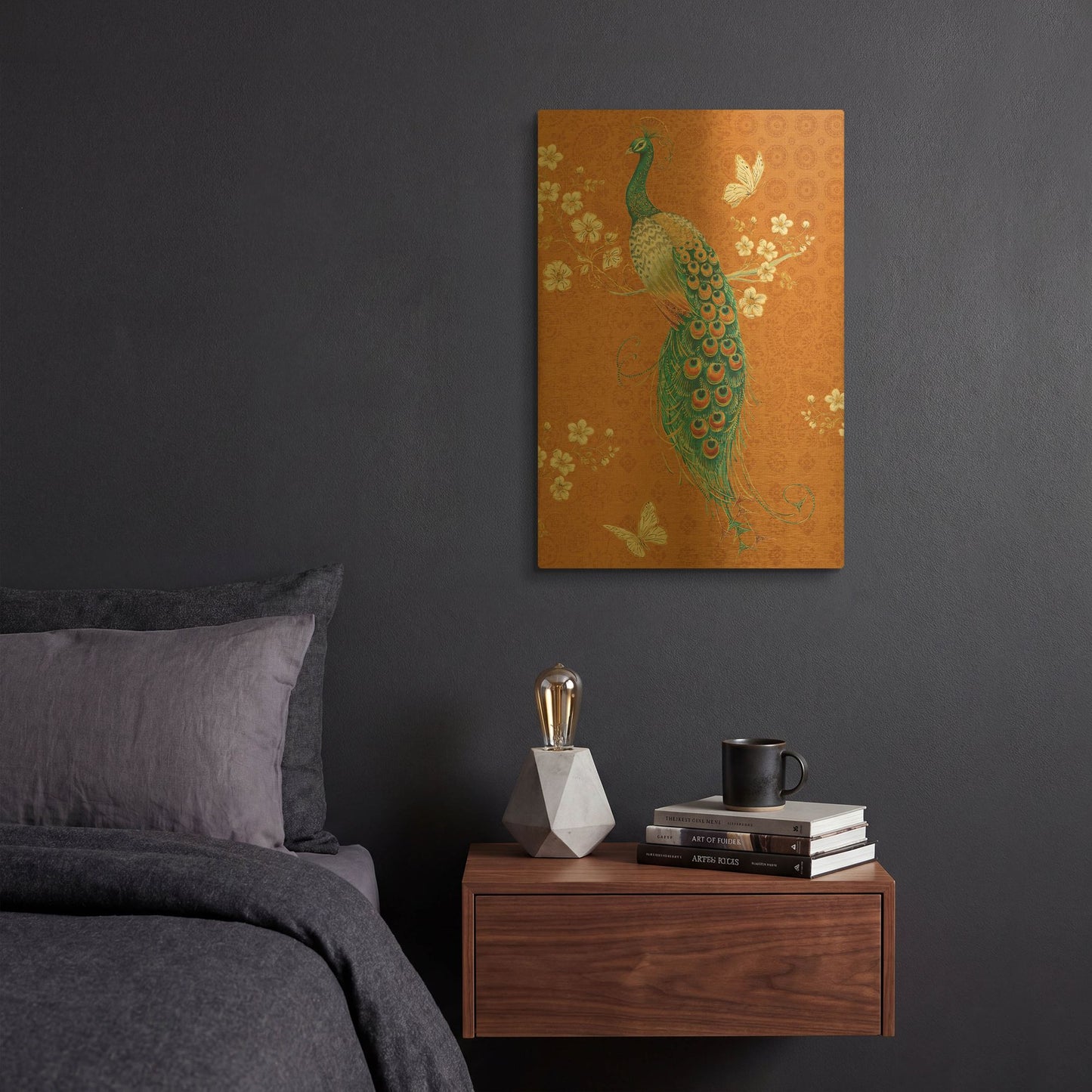 'Ornate Peacock X Spice' By Daphne Brissonnet Gold Metal Wall Art