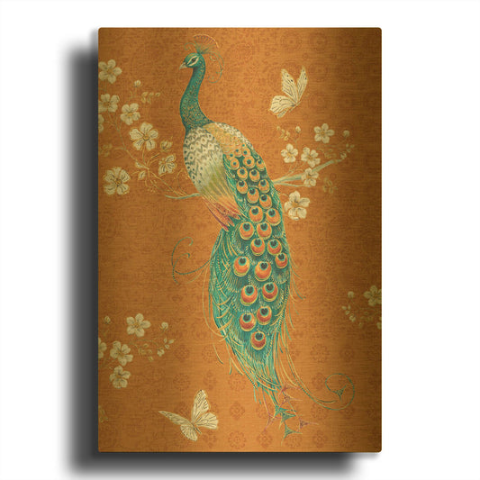 'Ornate Peacock X Spice' By Daphne Brissonnet Gold Metal Wall Art
