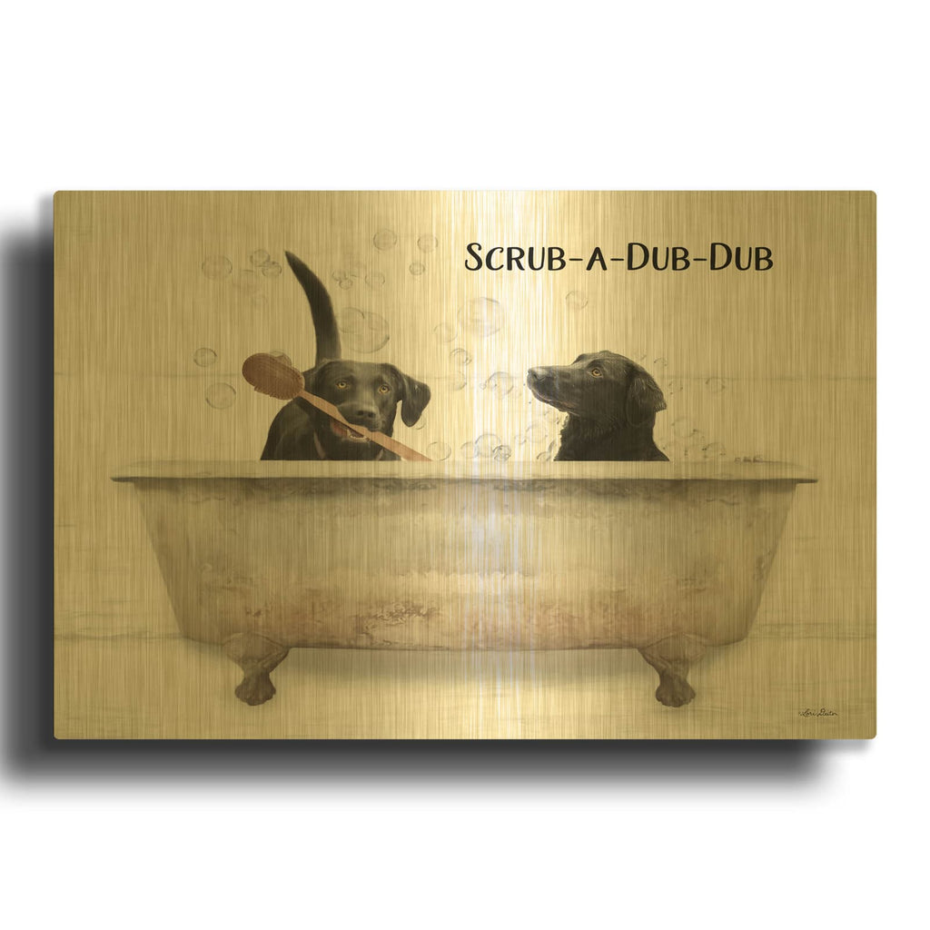 'Scrub-a-Dub-Dub' By Lori Deiter Gold Metal Wall Art