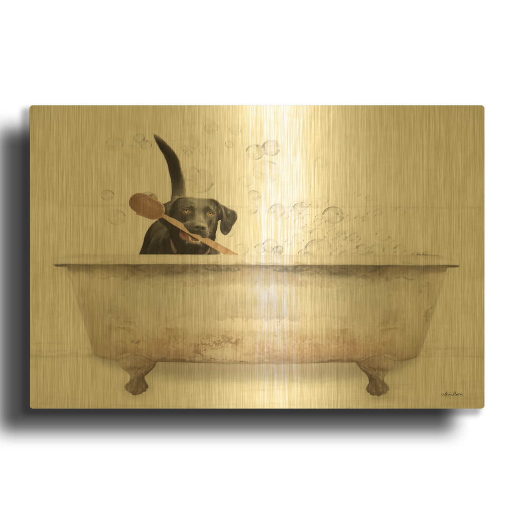 'Doggy Bubbles' By Lori Deiter Gold Metal Wall Art