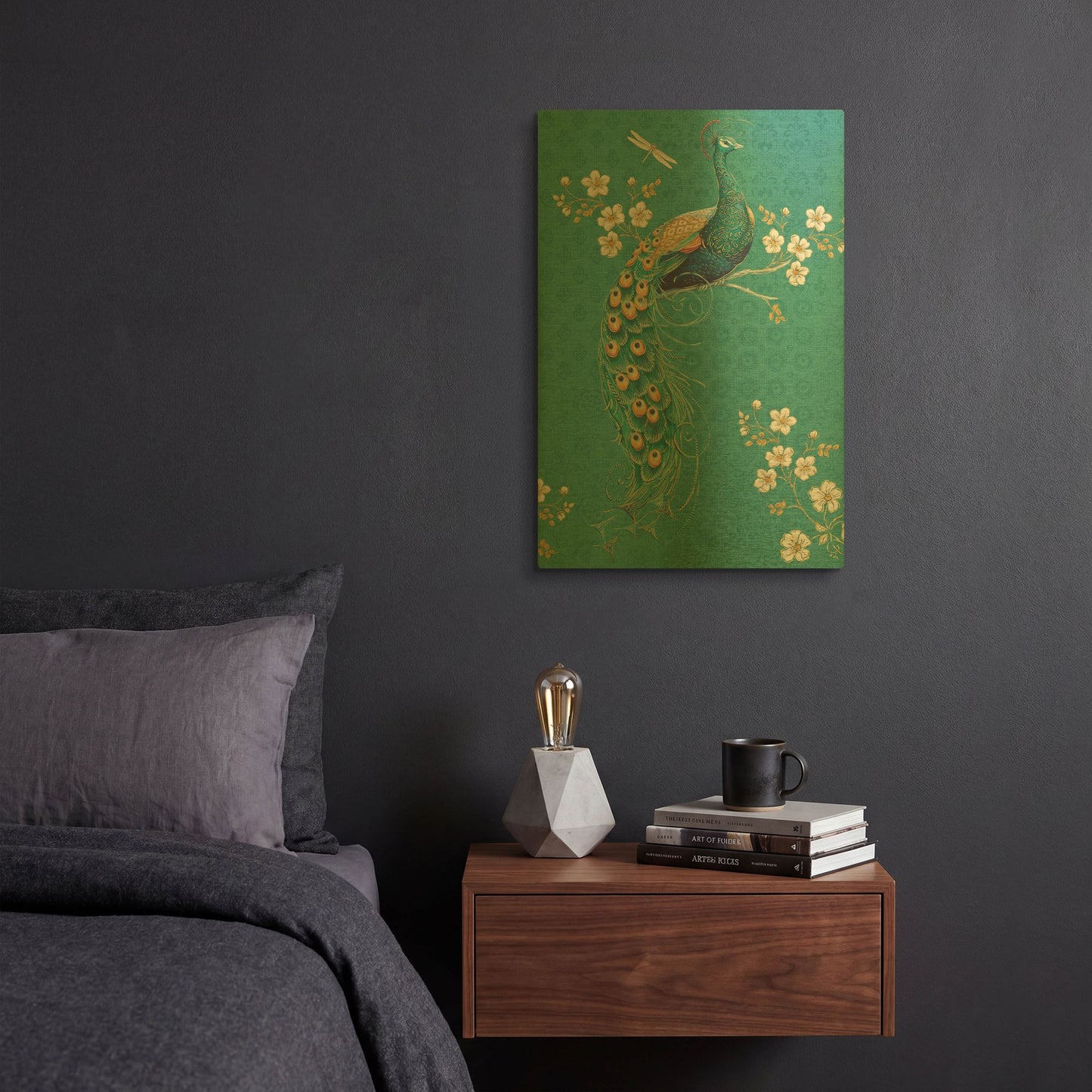'Ornate Peacock IXD' By Daphne Brissonnet Gold Metal Wall Art