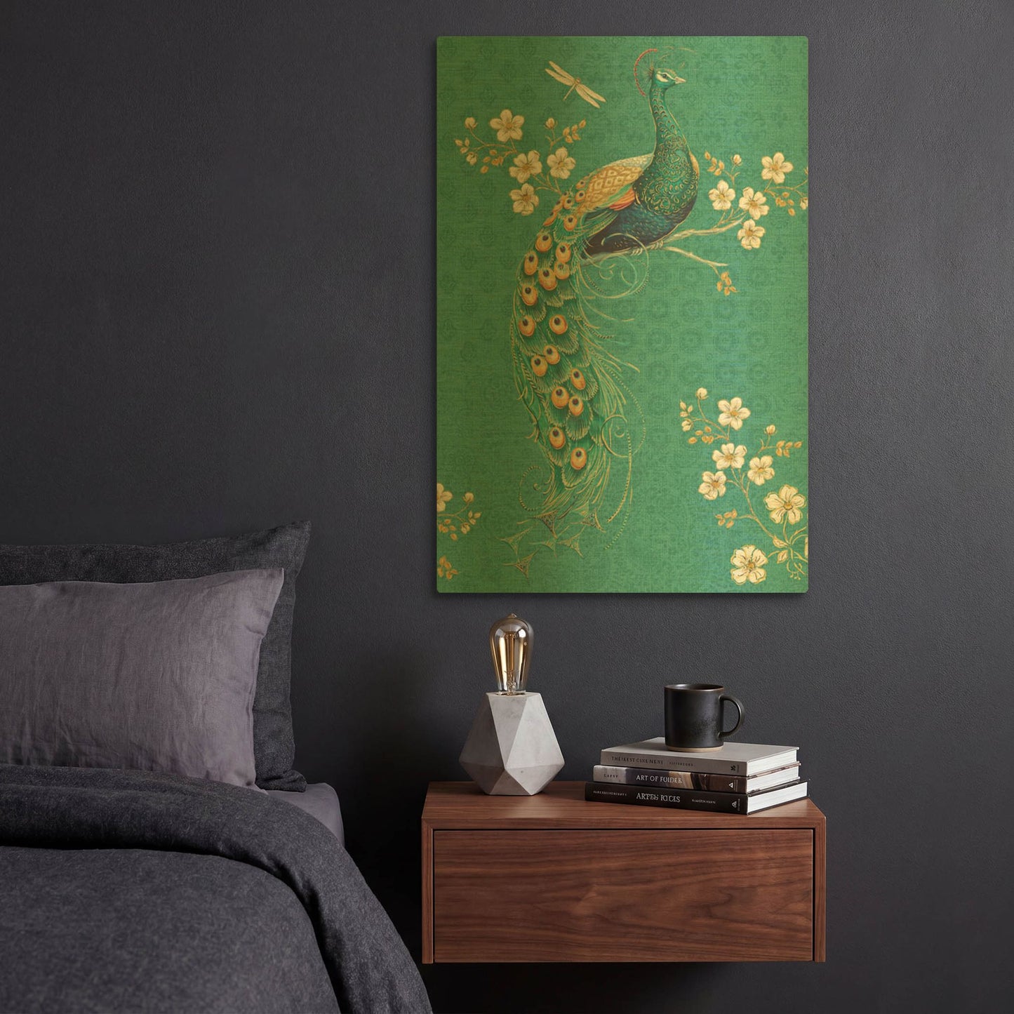 'Ornate Peacock IXD' By Daphne Brissonnet Gold Metal Wall Art
