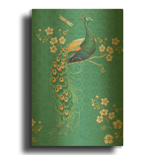 'Ornate Peacock IXD' By Daphne Brissonnet Gold Metal Wall Art