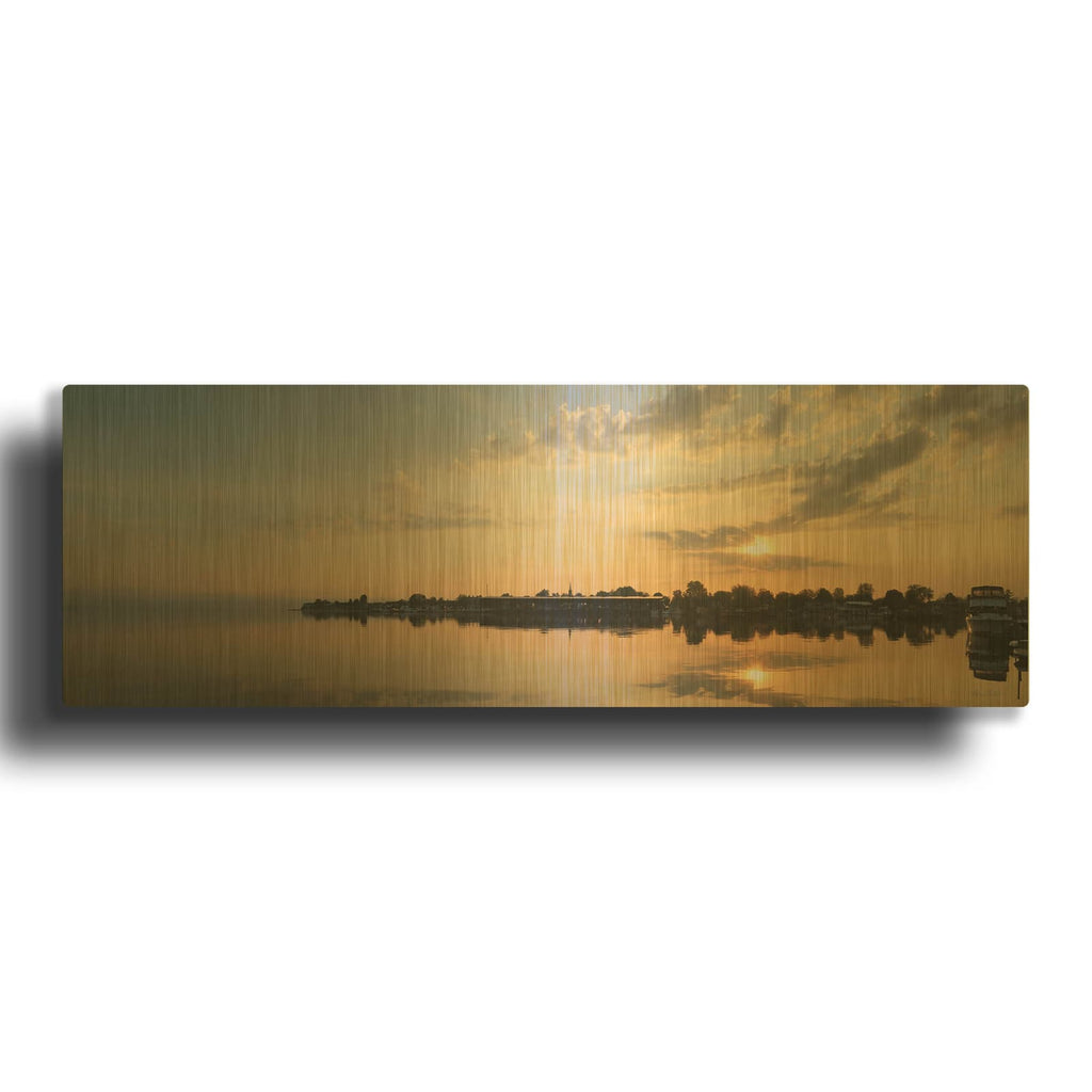 'French Bay Sunrise' By Lori Deiter Gold Metal Wall Art