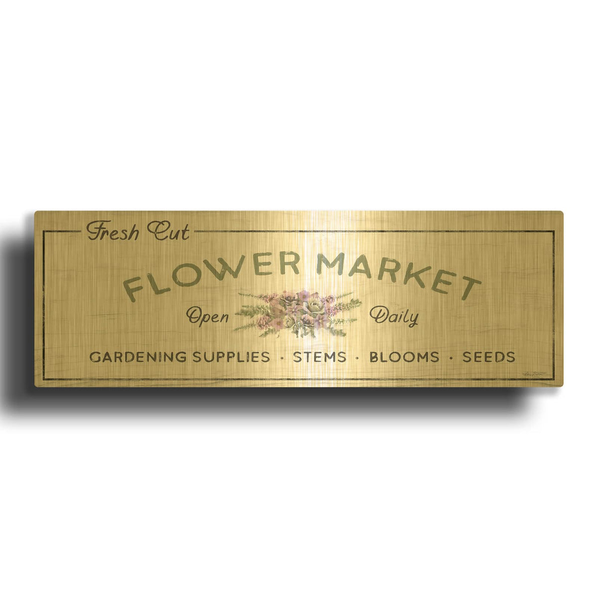 'Flower Market' By Lori Deiter Gold Metal Wall Art