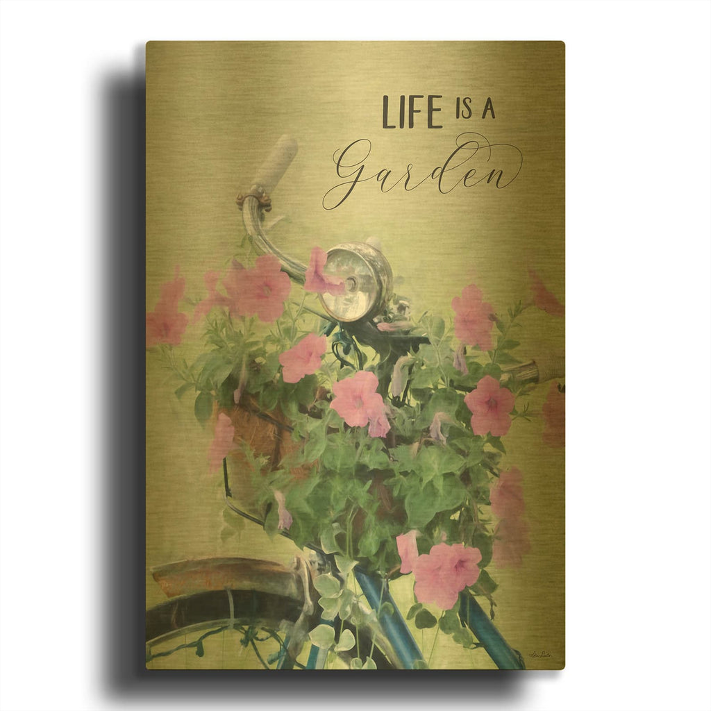 'Life is a Garden' By Lori Deiter Gold Metal Wall Art