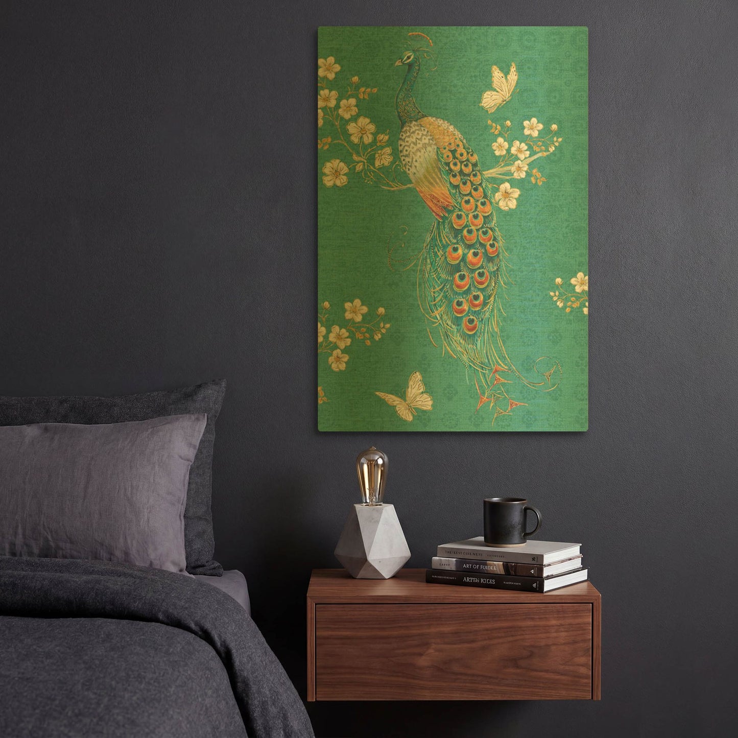 'Ornate Peacock XD' By Daphne Brissonnet Gold Metal Wall Art