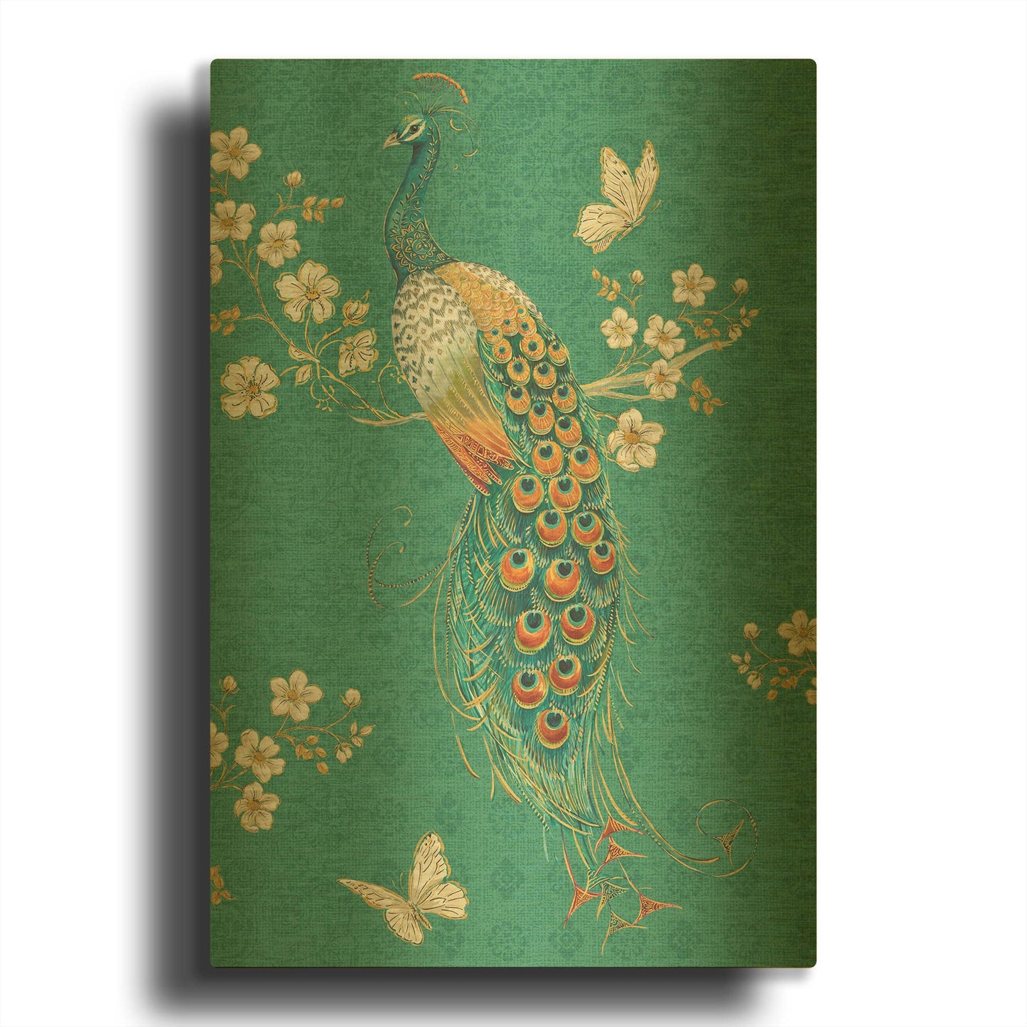 'Ornate Peacock XD' By Daphne Brissonnet Gold Metal Wall Art