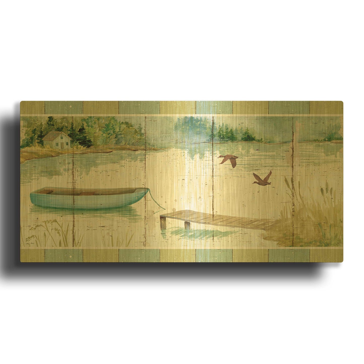 'Lakeside Dock' By Daphne Brissonnet Gold Metal Wall Art