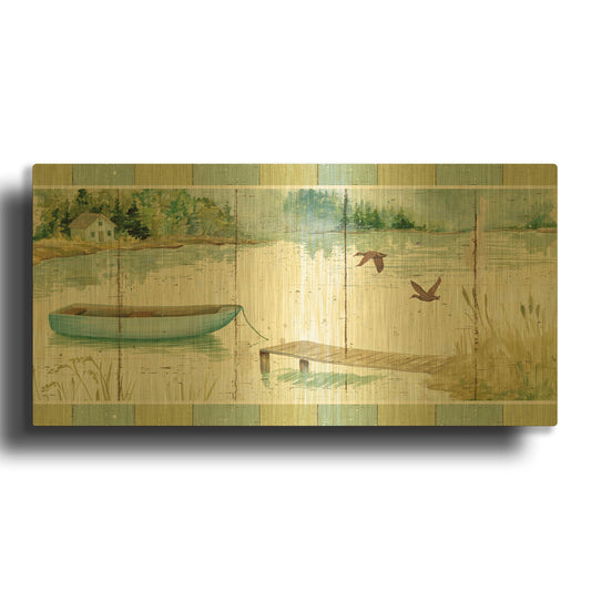 'Lakeside Dock' By Daphne Brissonnet Gold Metal Wall Art