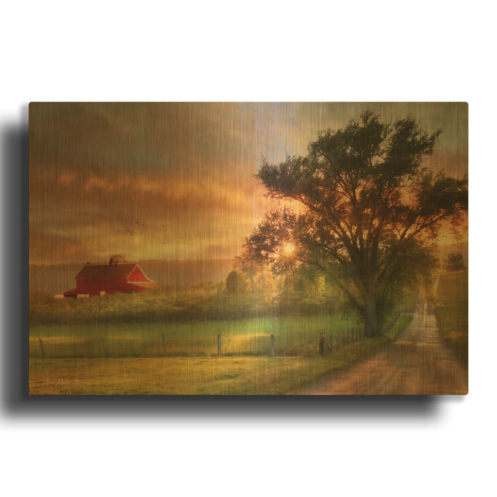 'Country Lane Sunset' By Lori Deiter Gold Metal Wall Art
