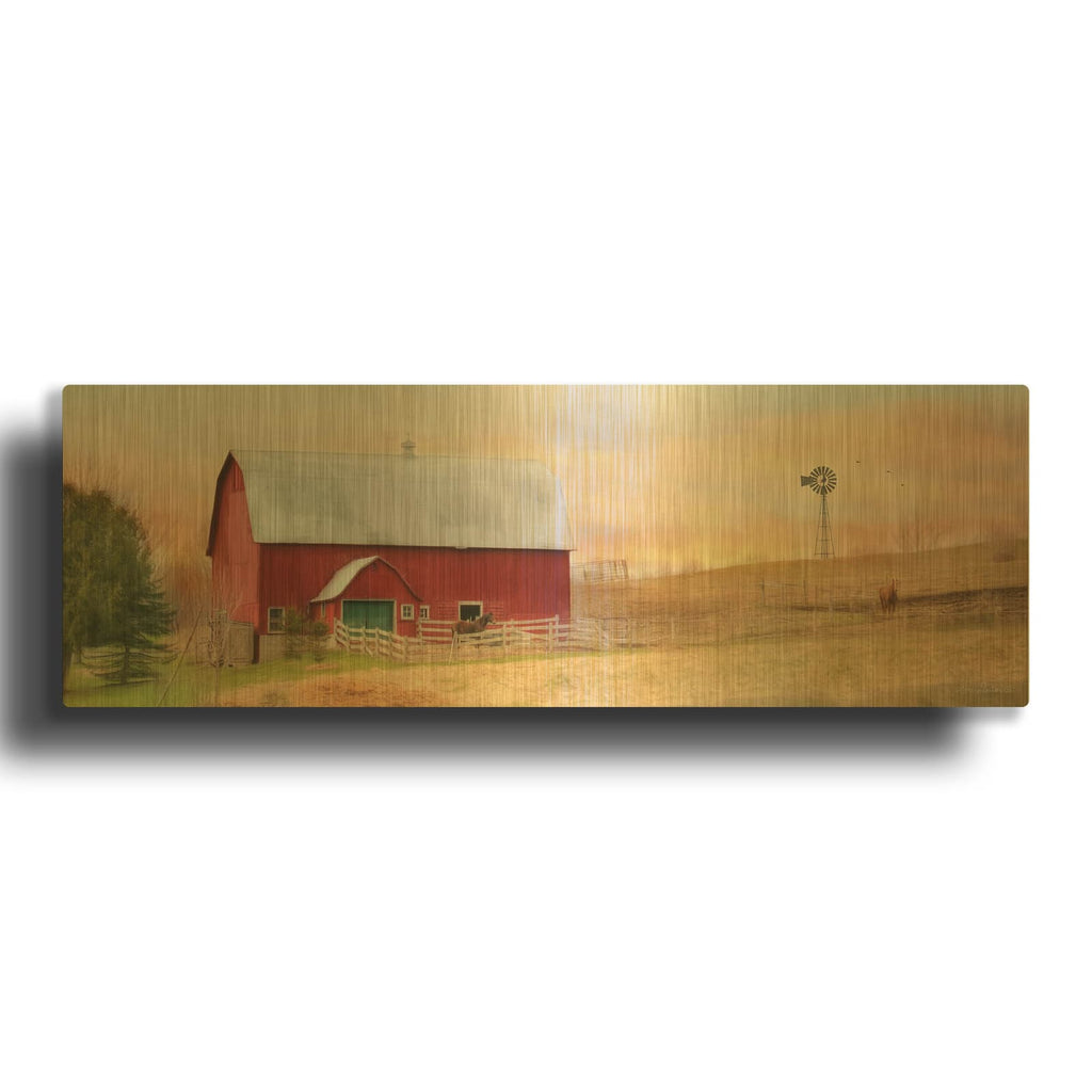 'Horse Farm' By Lori Deiter Gold Metal Wall Art