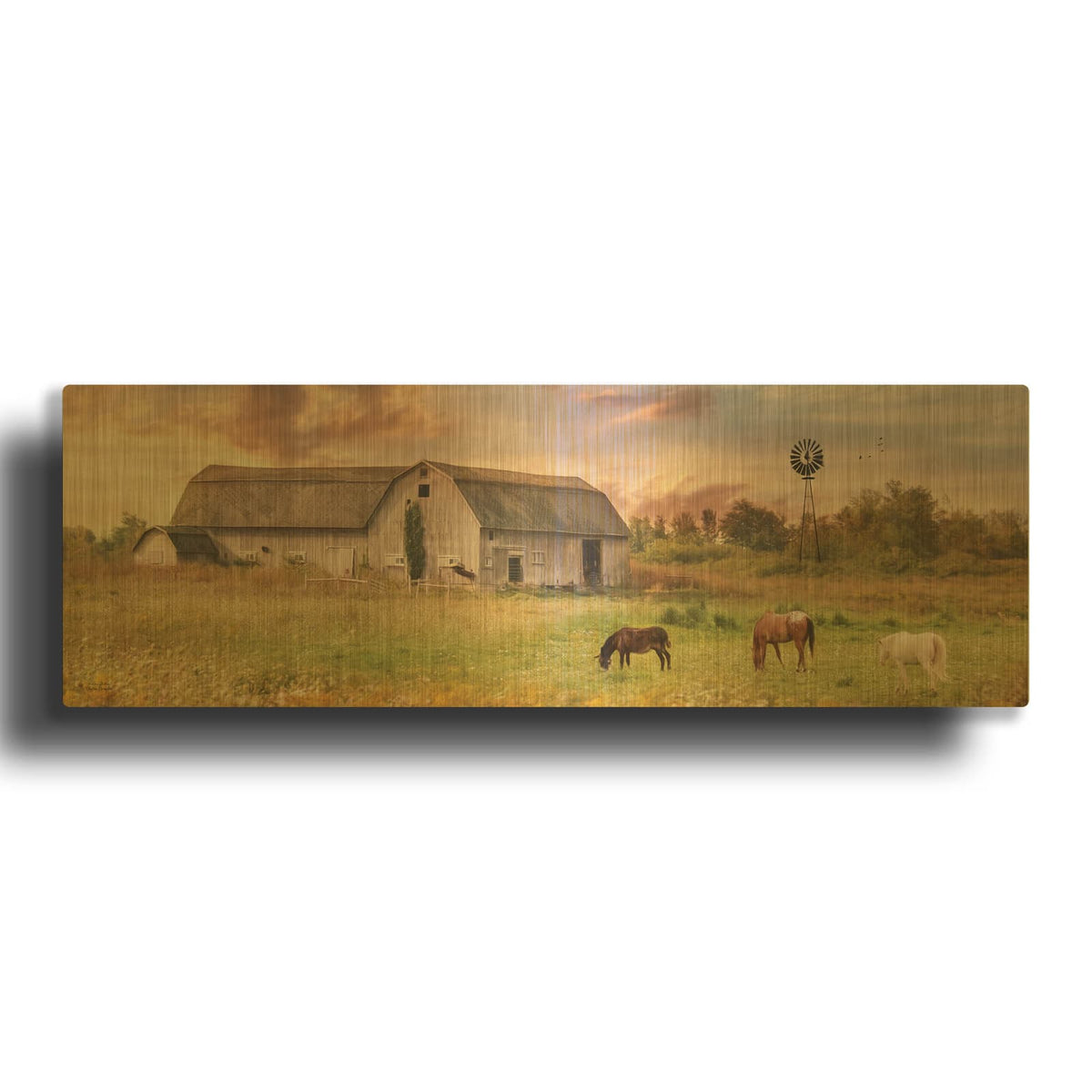 'Clayton Barnyard' By Lori Deiter Gold Metal Wall Art