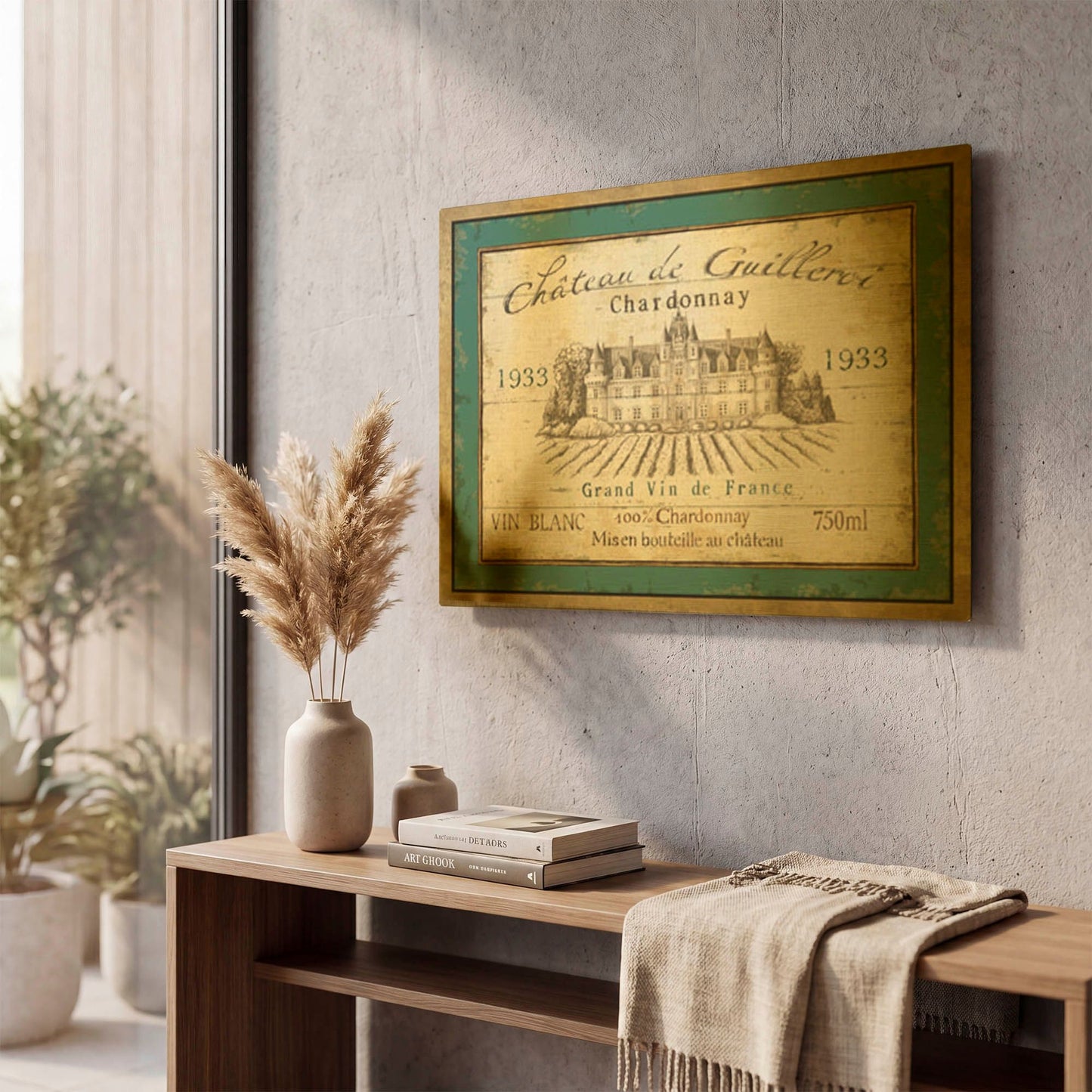 'French Wine Label IV' By Daphne Brissonnet Gold Metal Wall Art