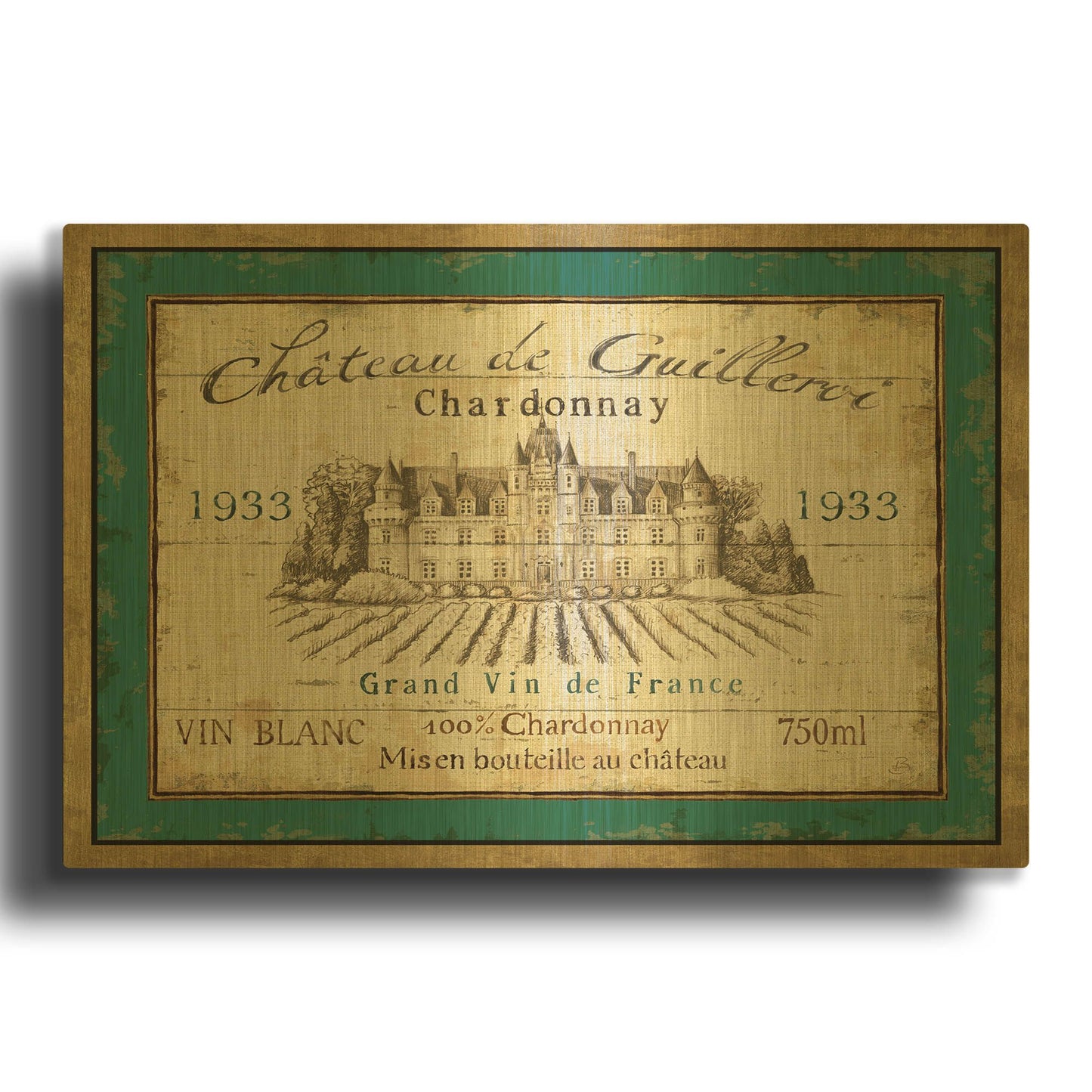 'French Wine Label IV' By Daphne Brissonnet Gold Metal Wall Art