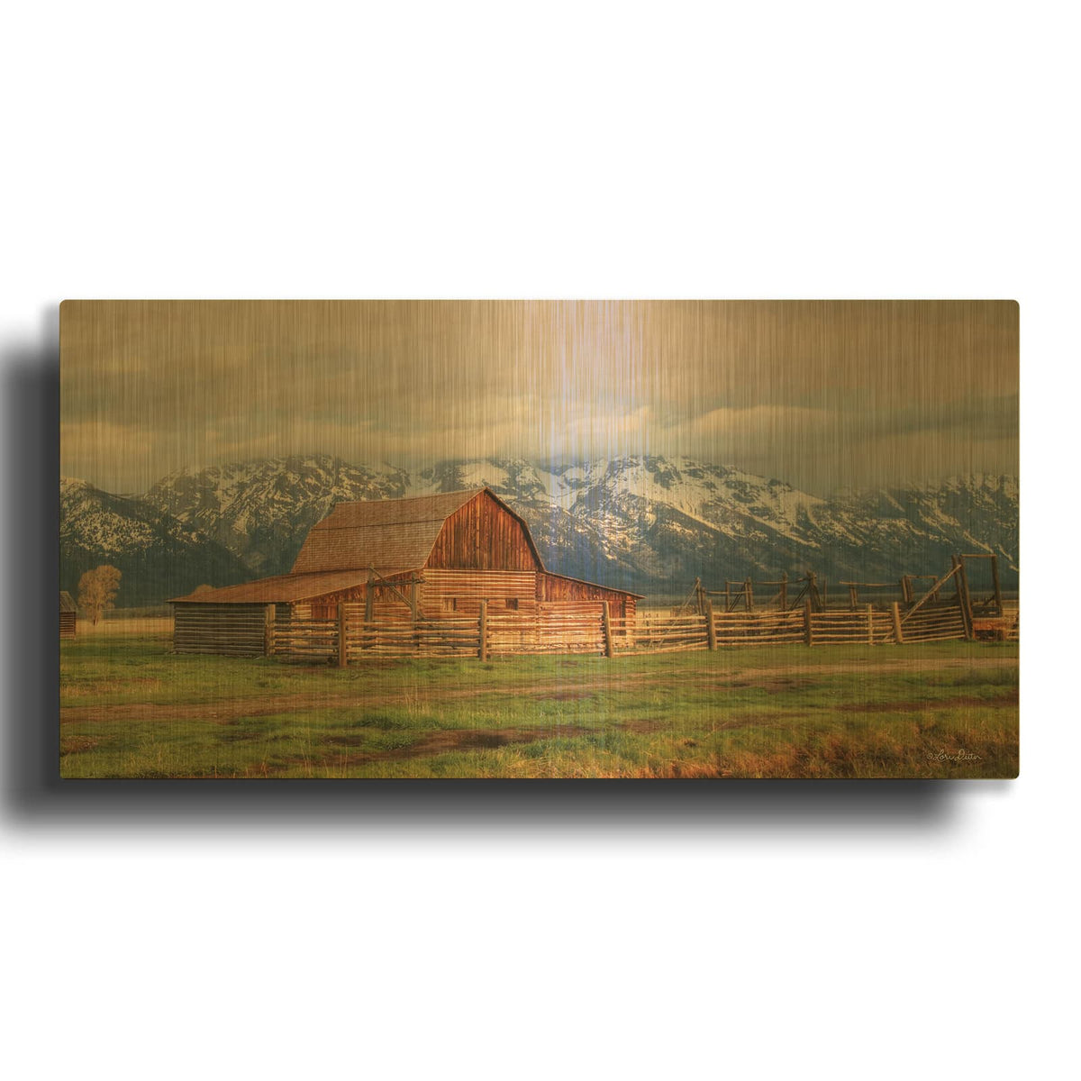 'Mormon Row II' By Lori Deiter Gold Metal Wall Art