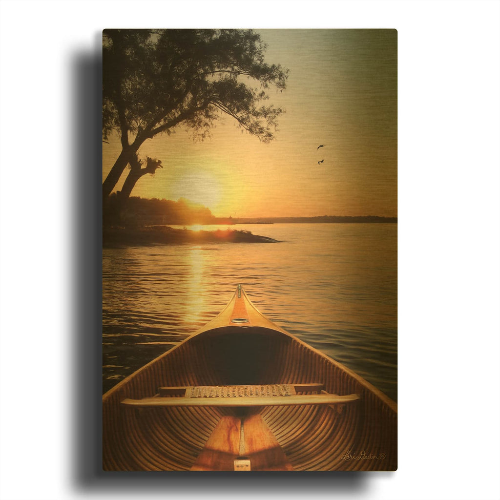 'Sunset on the Lake I' By Lori Deiter Gold Metal Wall Art