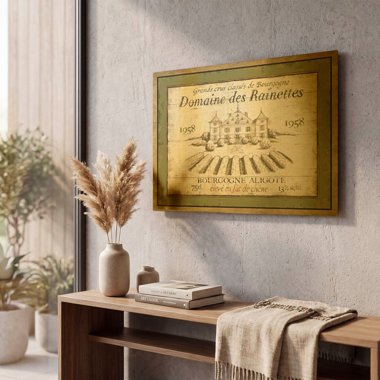 'French Wine Label III' By Daphne Brissonnet Gold Metal Wall Art