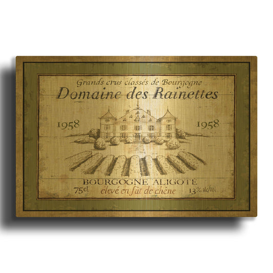 'French Wine Label III' By Daphne Brissonnet Gold Metal Wall Art