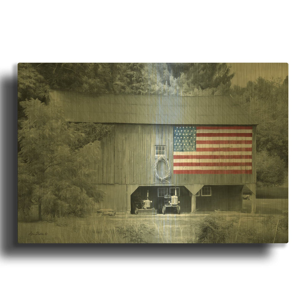 'Patriotic Farm I' By Lori Deiter Gold Metal Wall Art