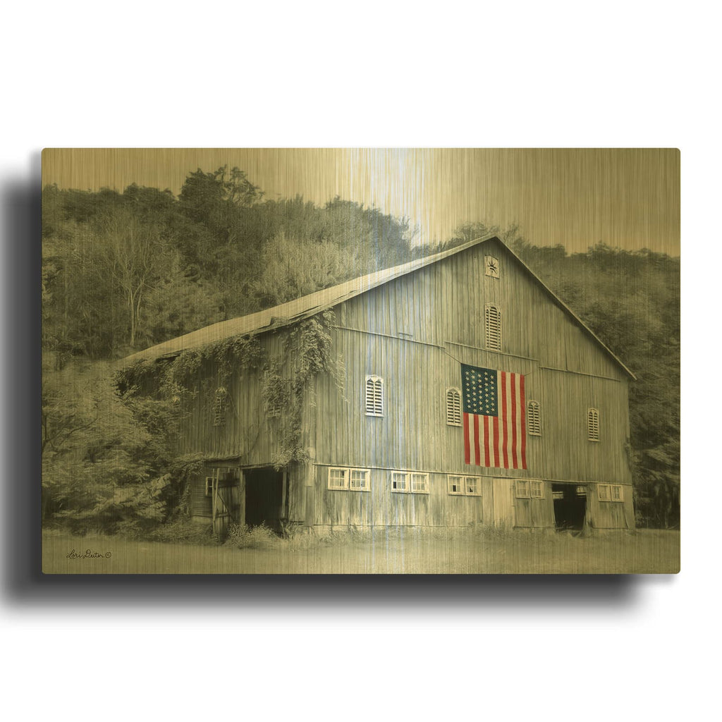 'Patriotic Farm II' By Lori Deiter Gold Metal Wall Art