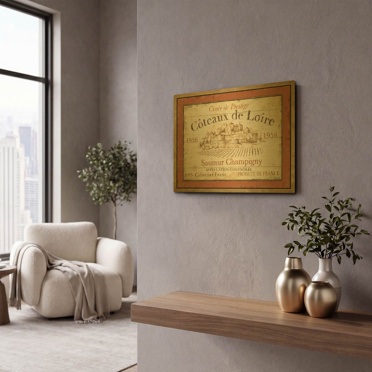 'French Wine Label II' By Daphne Brissonnet Gold Metal Wall Art