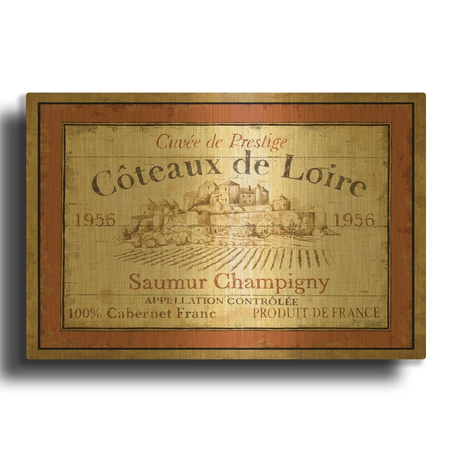 'French Wine Label II' By Daphne Brissonnet Gold Metal Wall Art