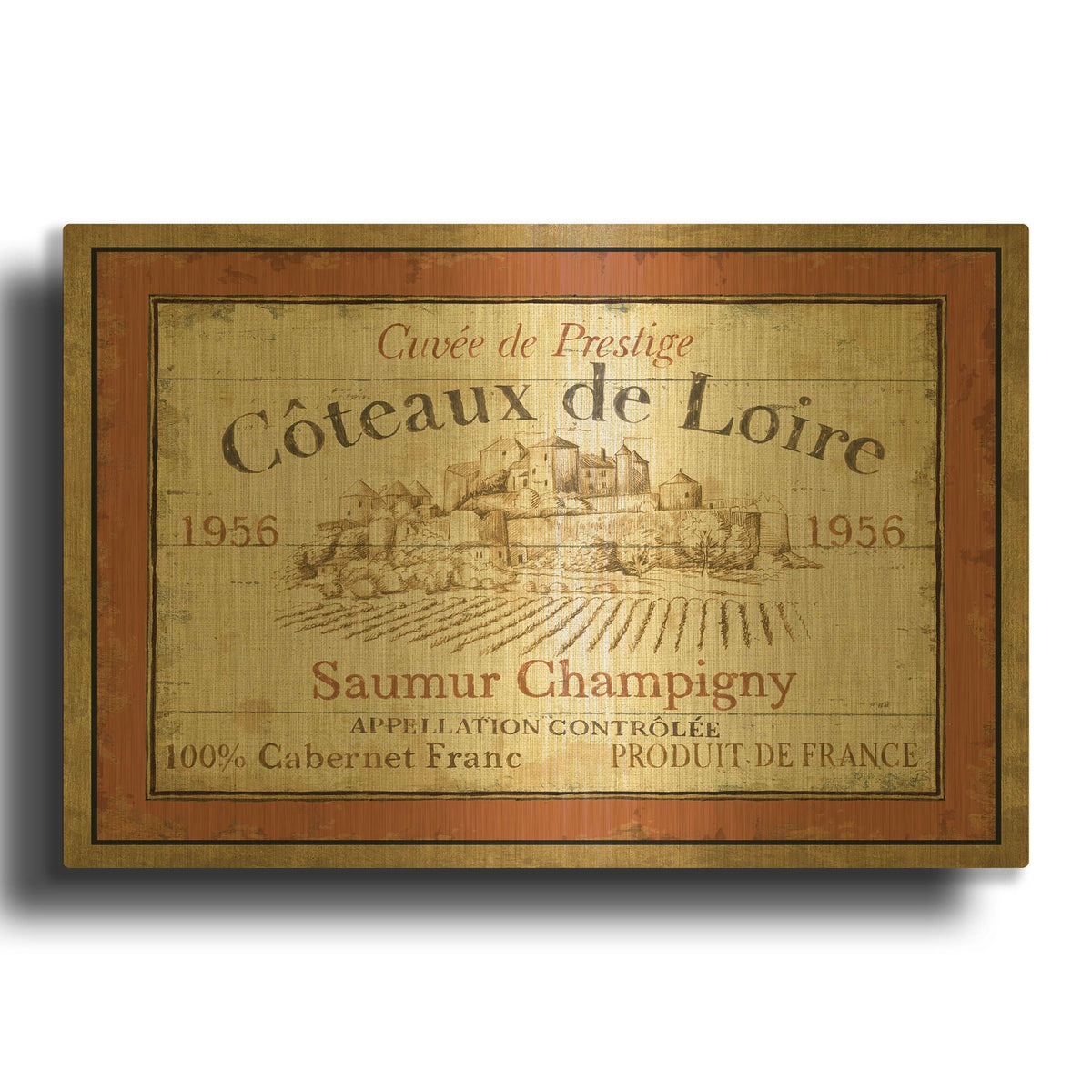 'French Wine Label II' By Daphne Brissonnet Gold Metal Wall Art