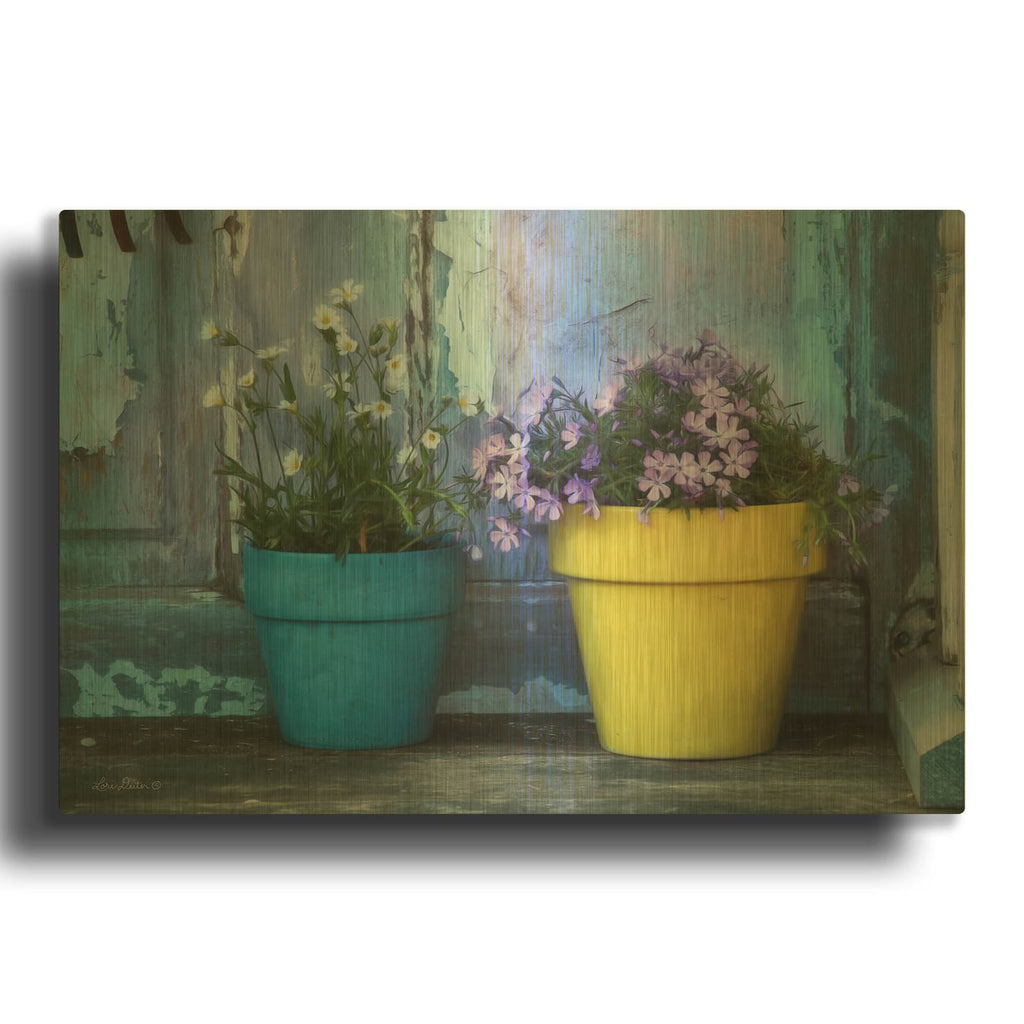 'She Shed Flowers' By Lori Deiter Gold Metal Wall Art
