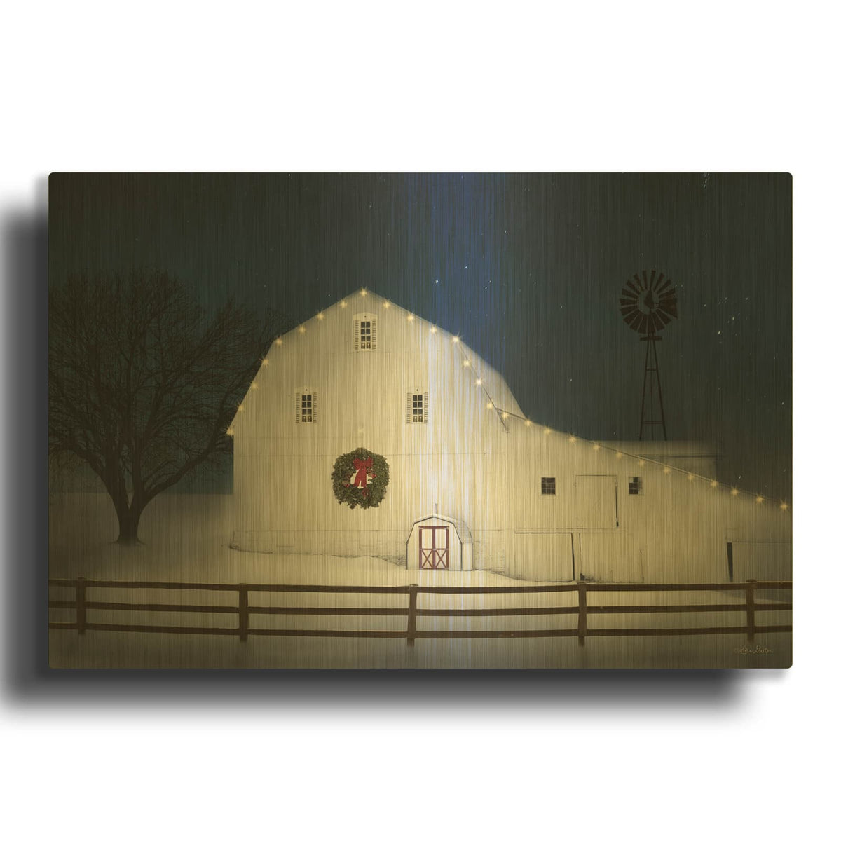 'Christmas Starry Night' By Lori Deiter Gold Metal Wall Art