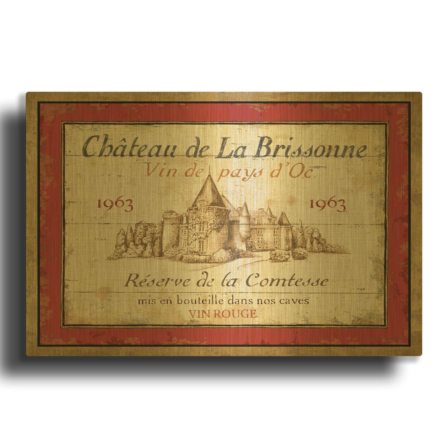 'French Wine Label I' By Daphne Brissonnet Gold Metal Wall Art