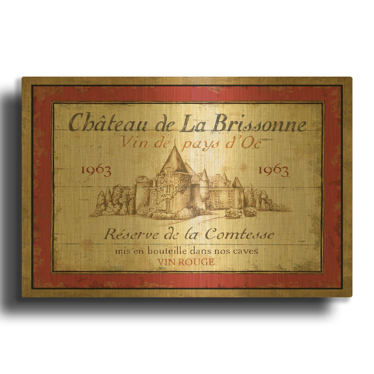 'French Wine Label I' By Daphne Brissonnet Gold Metal Wall Art