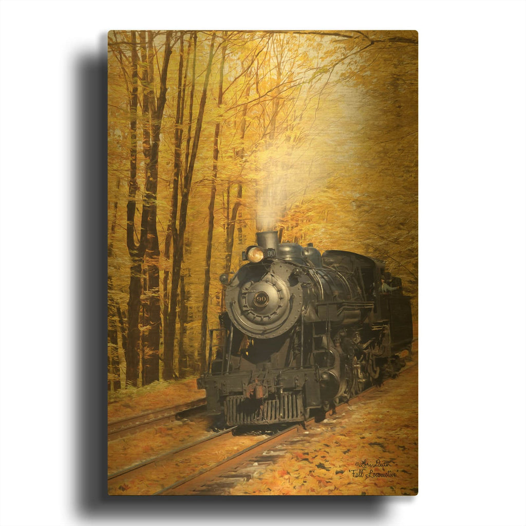 'Fall Locomotive' By Lori Deiter Gold Metal Wall Art