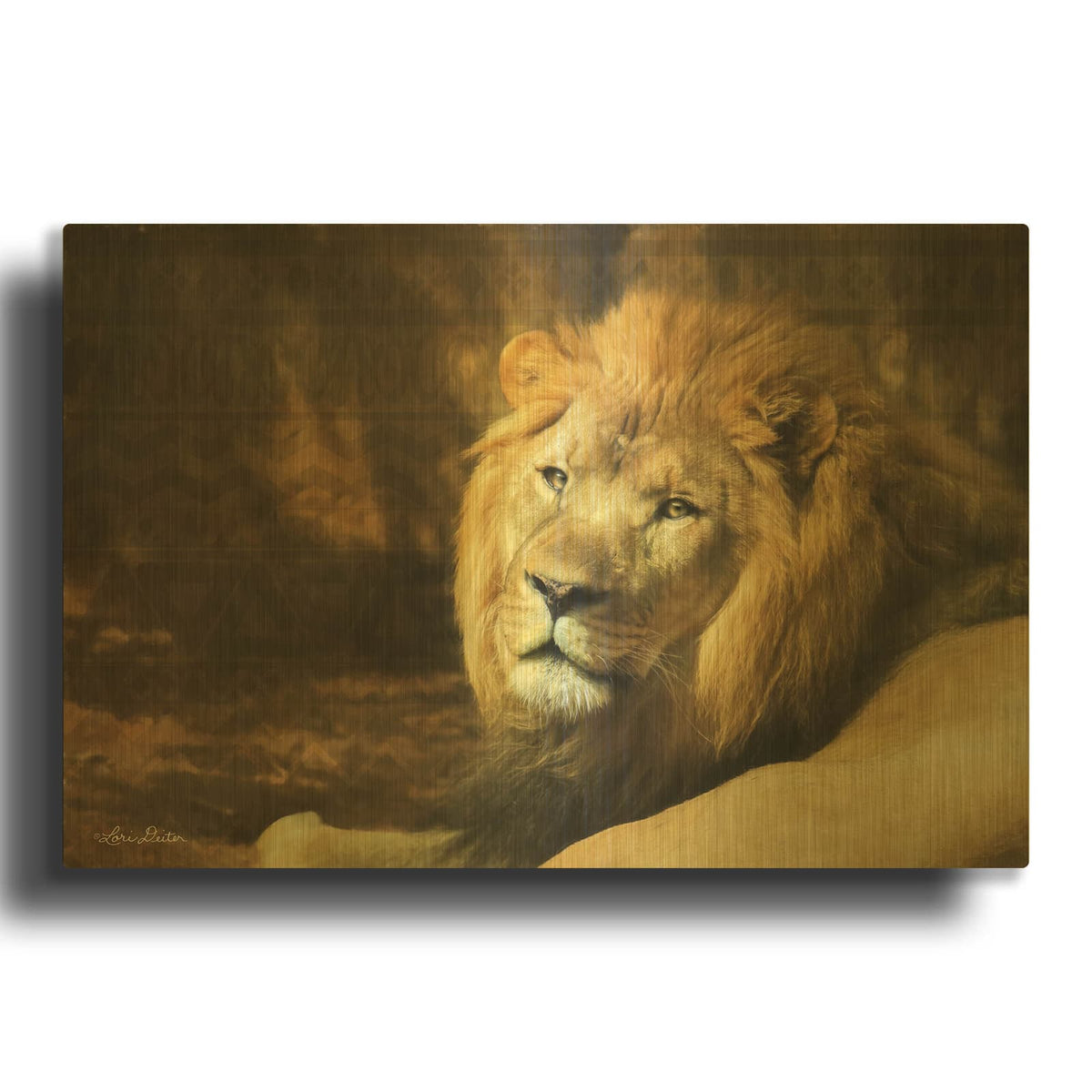 'Tribal Lion' By Lori Deiter Gold Metal Wall Art