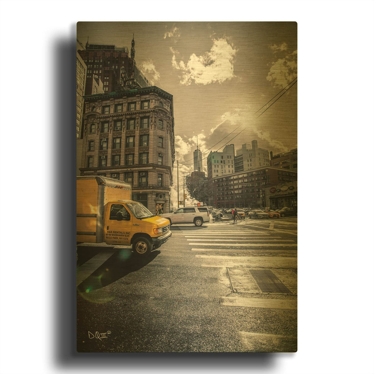 'Crosswalks of Manhattan I' By Donnie Quillen Gold Metal Wall Art