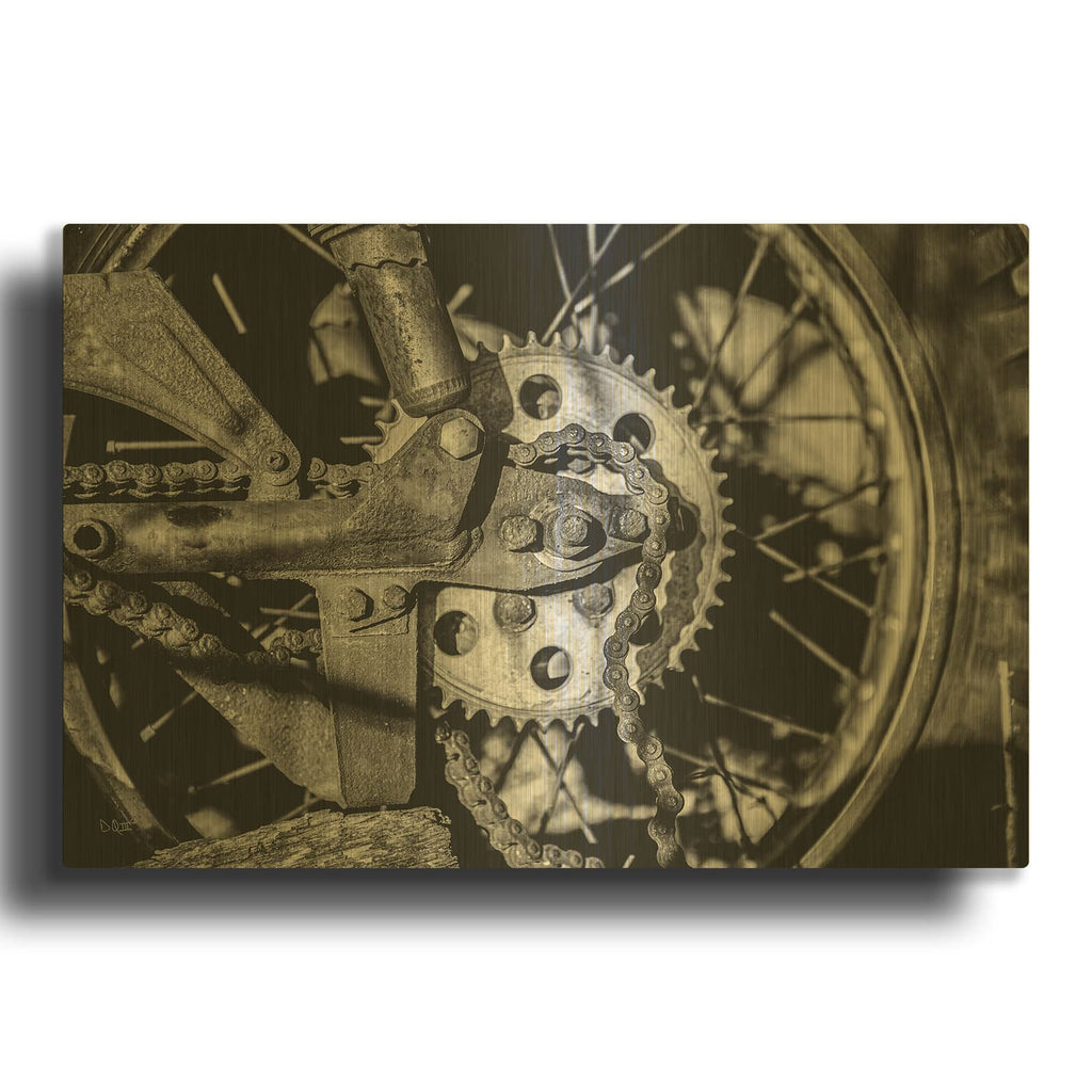 'Rusted Spoke' By Donnie Quillen Gold Metal Wall Art