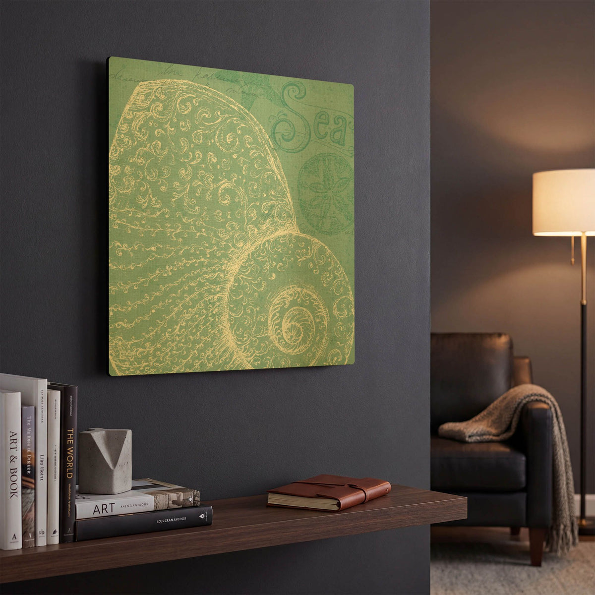 'Aqua Treasure IV' By Daphne Brissonnet Gold Metal Wall Art
