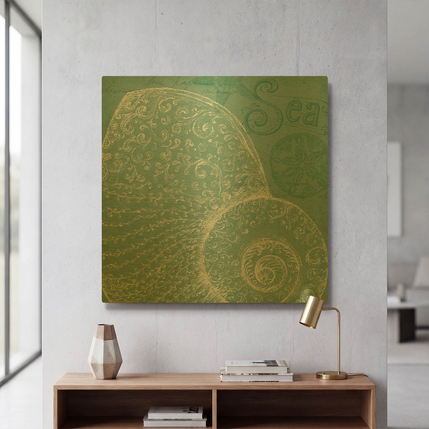 'Aqua Treasure IV' By Daphne Brissonnet Gold Metal Wall Art