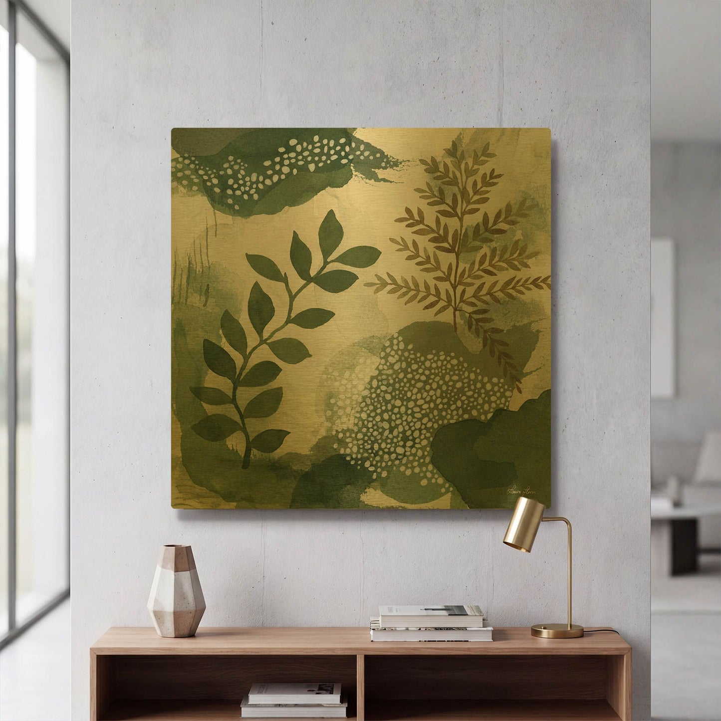 'Wood Land Walk I' By Laura Horn Gold Metal Wall Art
