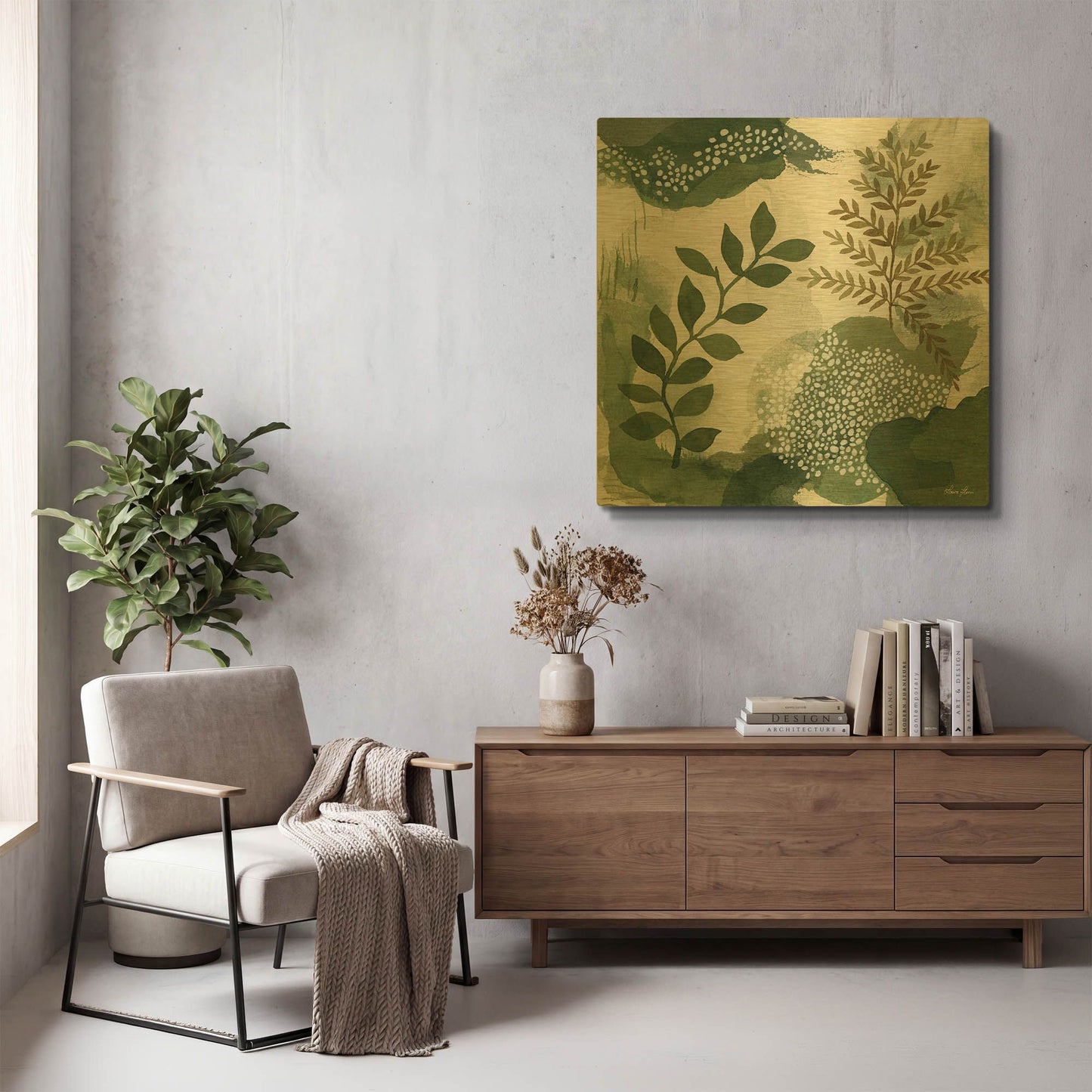 'Wood Land Walk I' By Laura Horn Gold Metal Wall Art