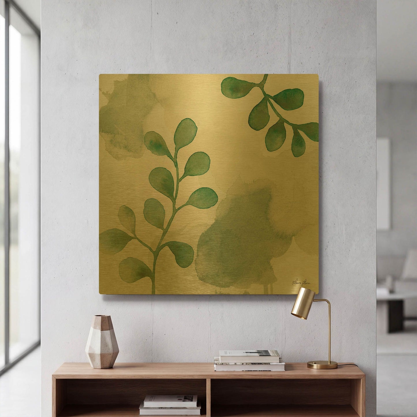 'Wood Land Walk II' By Laura Horn Gold Metal Wall Art