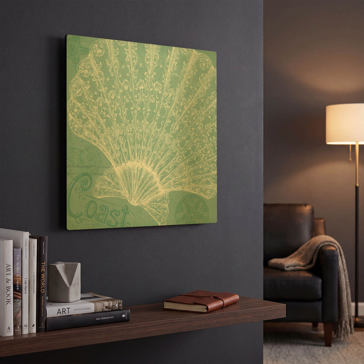 'Aqua Treasure III' By Daphne Brissonnet Gold Metal Wall Art