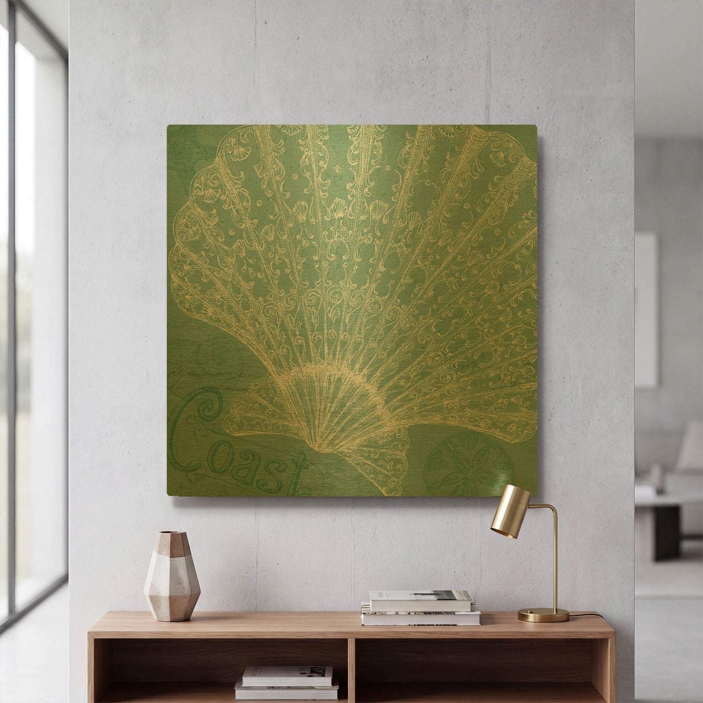 'Aqua Treasure III' By Daphne Brissonnet Gold Metal Wall Art