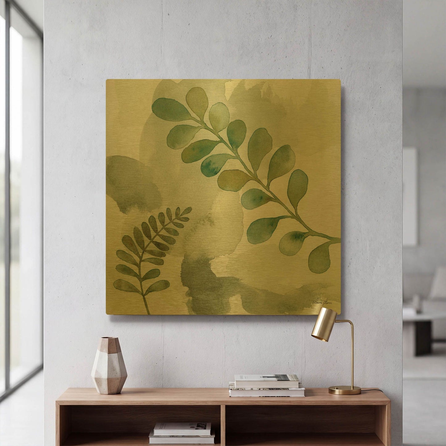'Wood Land Walk III' By Laura Horn Gold Metal Wall Art